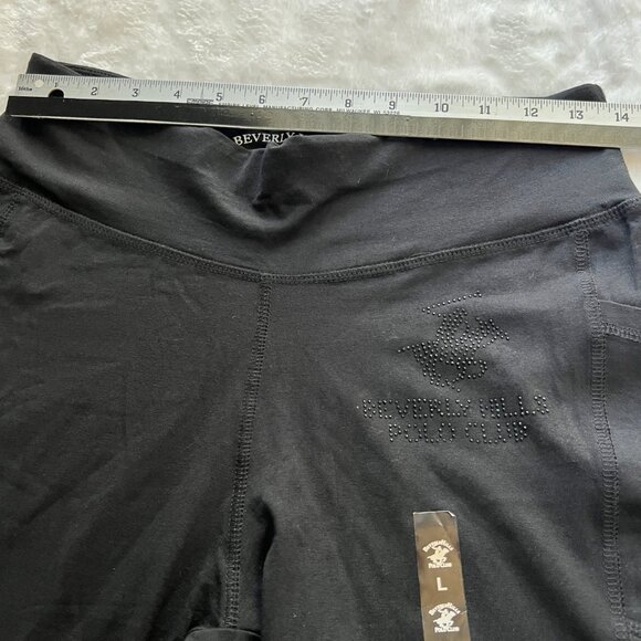 Beverly Hills Polo Club Leggings Womens Large Sparkle Logo Black New with Tags - Picture 5 of 7